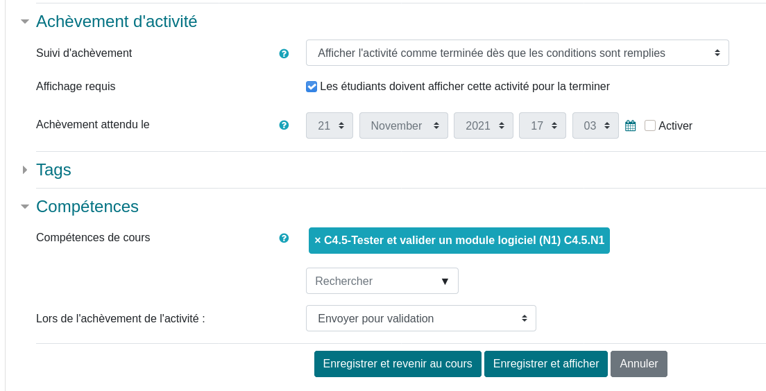 Activité et compétences